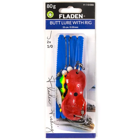 Butt lure w pearl spoon 80g 55cm line 0.50mm 1/0 red
