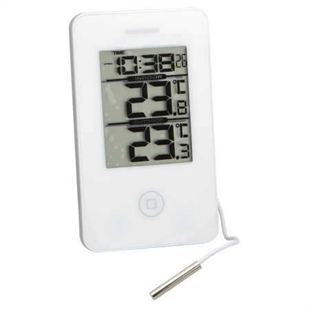 TERMOMETER IN/UT MIN/MAX KLOCKA VIT