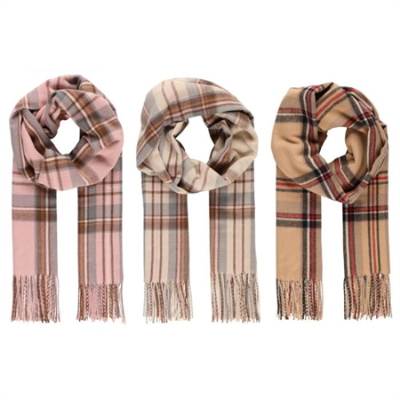 Acces Scarf Checkboard for ladies rosa,beige,natur