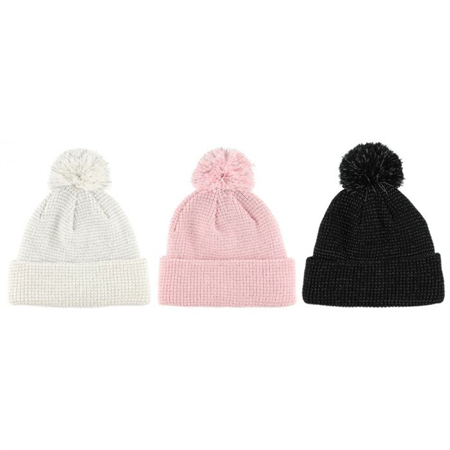 Acces Beanie Reflective Pompom vit,rosa,svart