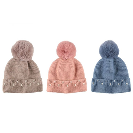 Acces Beanie Pearls rosa,blå,brun